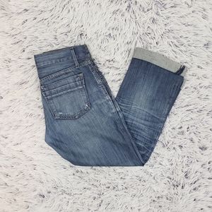 Gap Dark Wash Distressed Cuffed Jeans